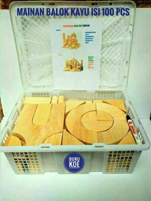 Mainan Balok Kayu Isi 100 (Box)