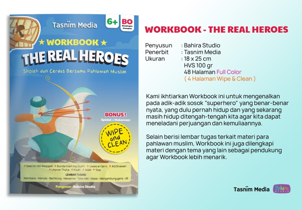 Workbook : The Real Heroes + Bonus Spidol Wipe & Clean