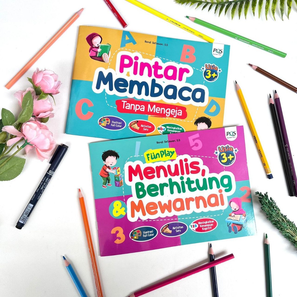 Pintar Membaca Tanpa Mengeja + Fun Play Menulis, Berhitung & Mewarnai (Set), PQS