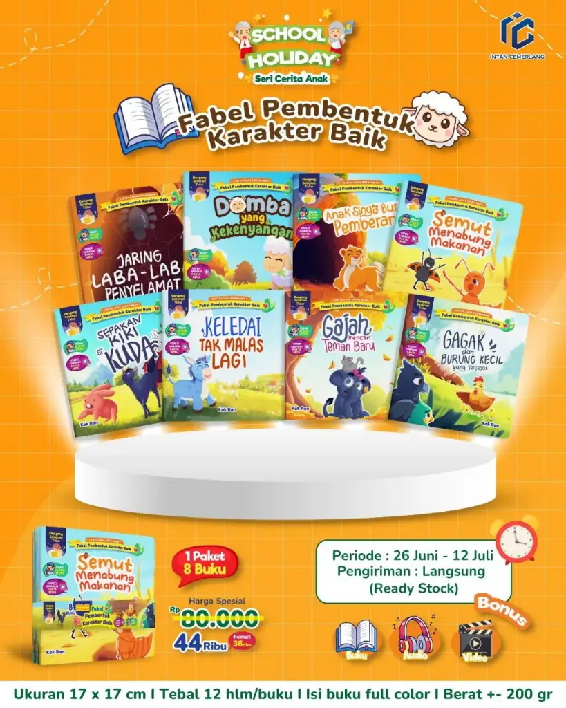 Fabel Pembentuk Karakter Baik 8 Buku (Gagak s.d Laba2), Intan Cemerlang