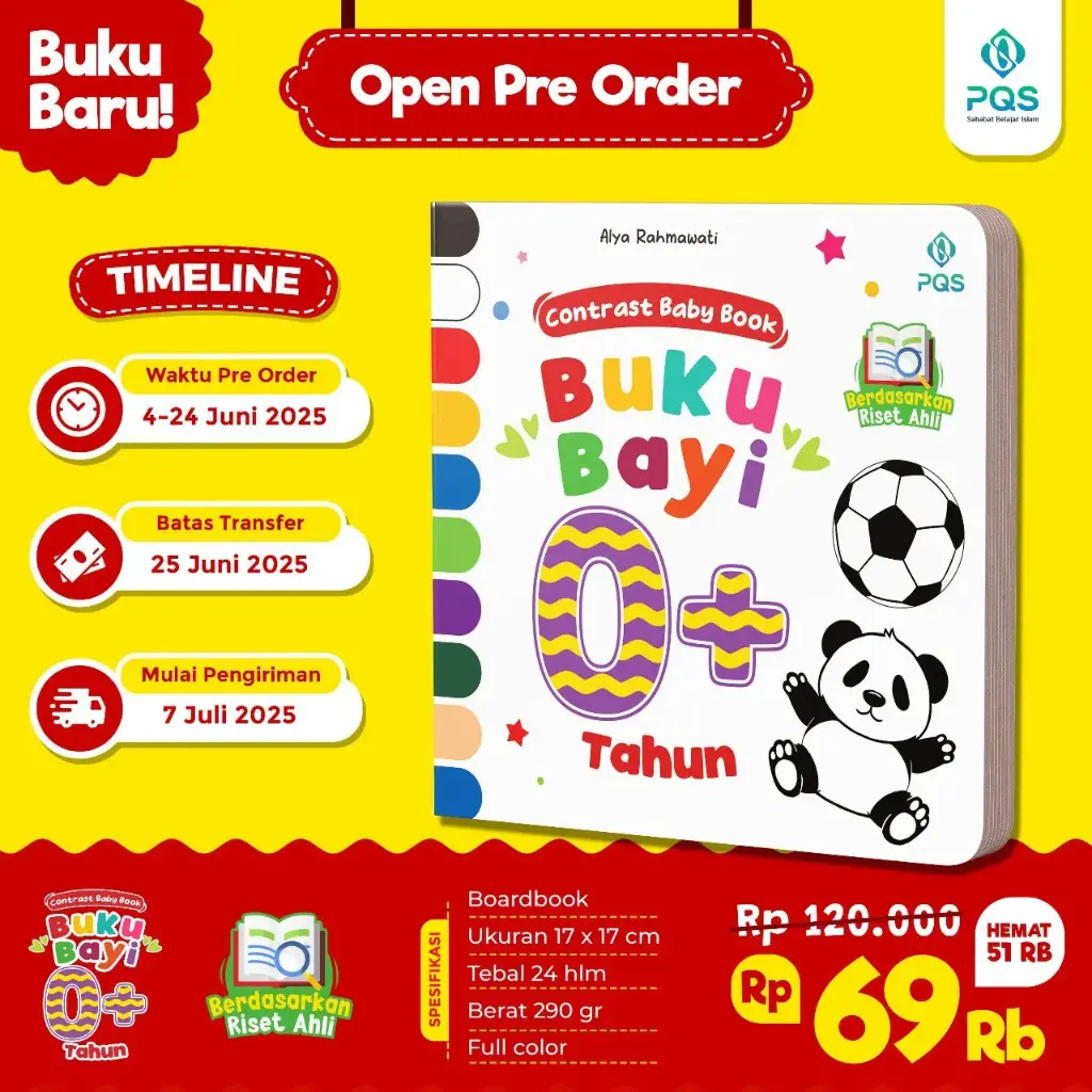 Boardbook Bayi "Contrast Baby Book Buku bayi 0+ Tahun, PQS