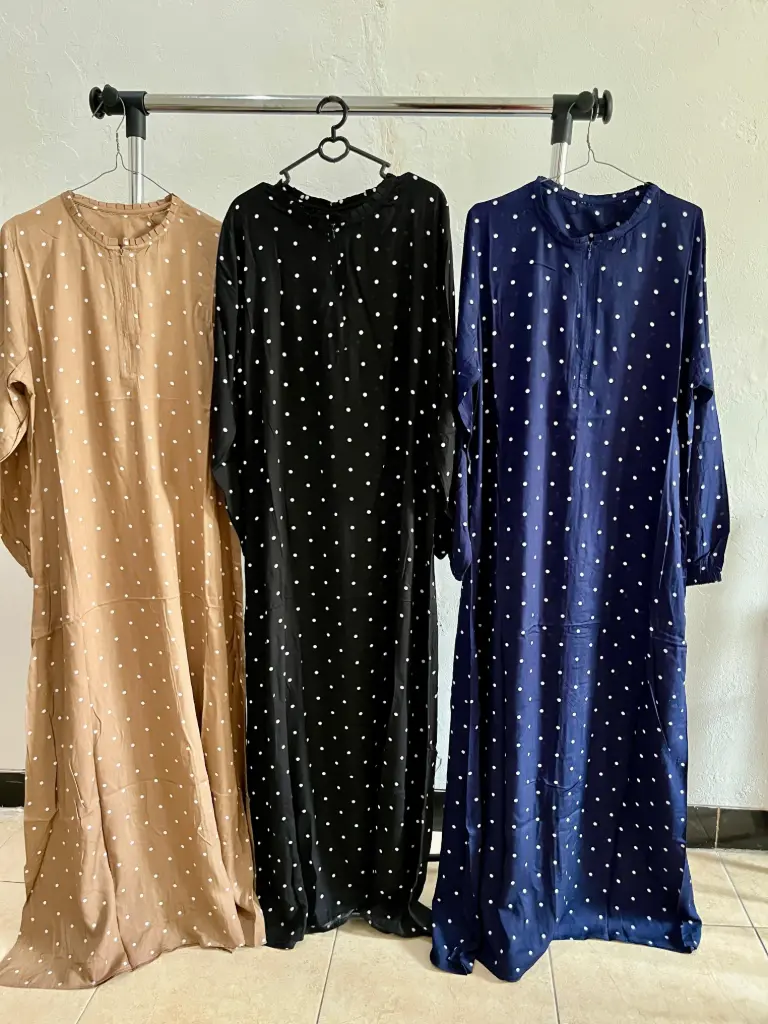 Gamis Rayon Motif Polkadot: Navy