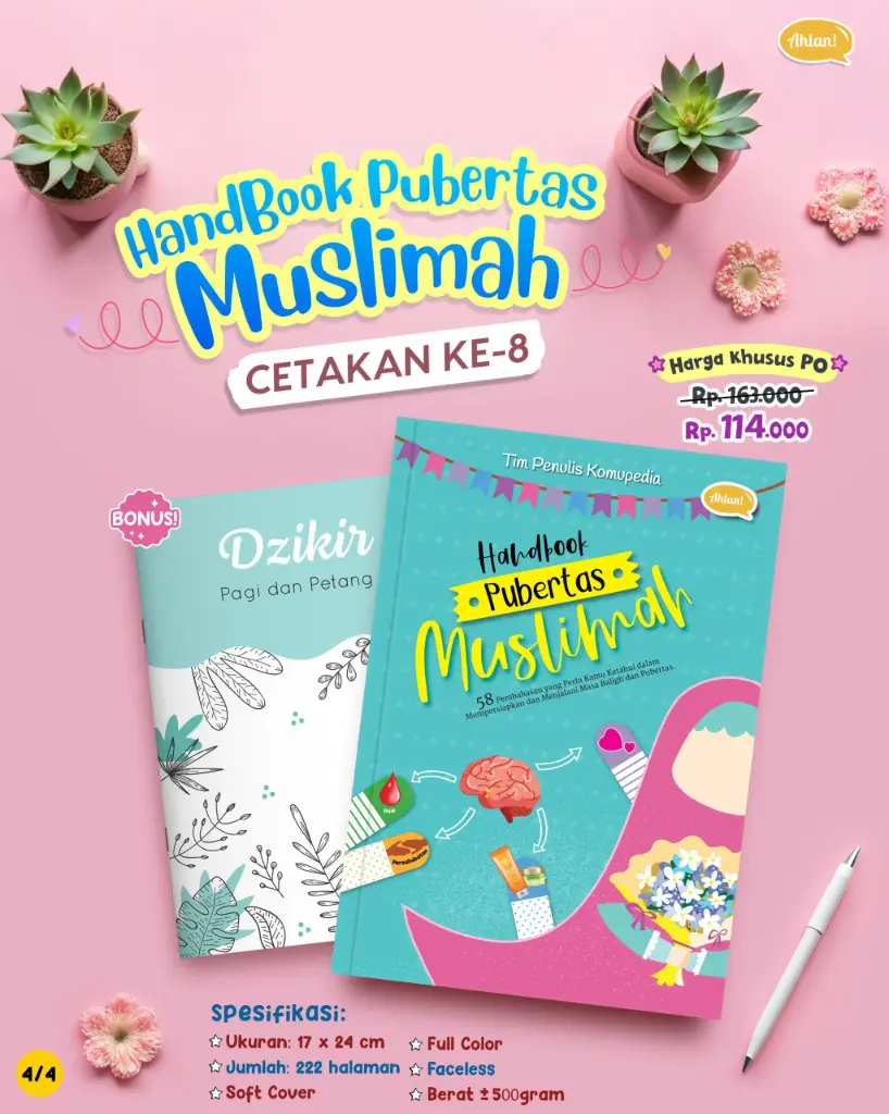 {PO} Handbook Pubertas Muslimah + Bonus Dzikir Pagi Petang, (Cetakan Ke-8), Ahlan