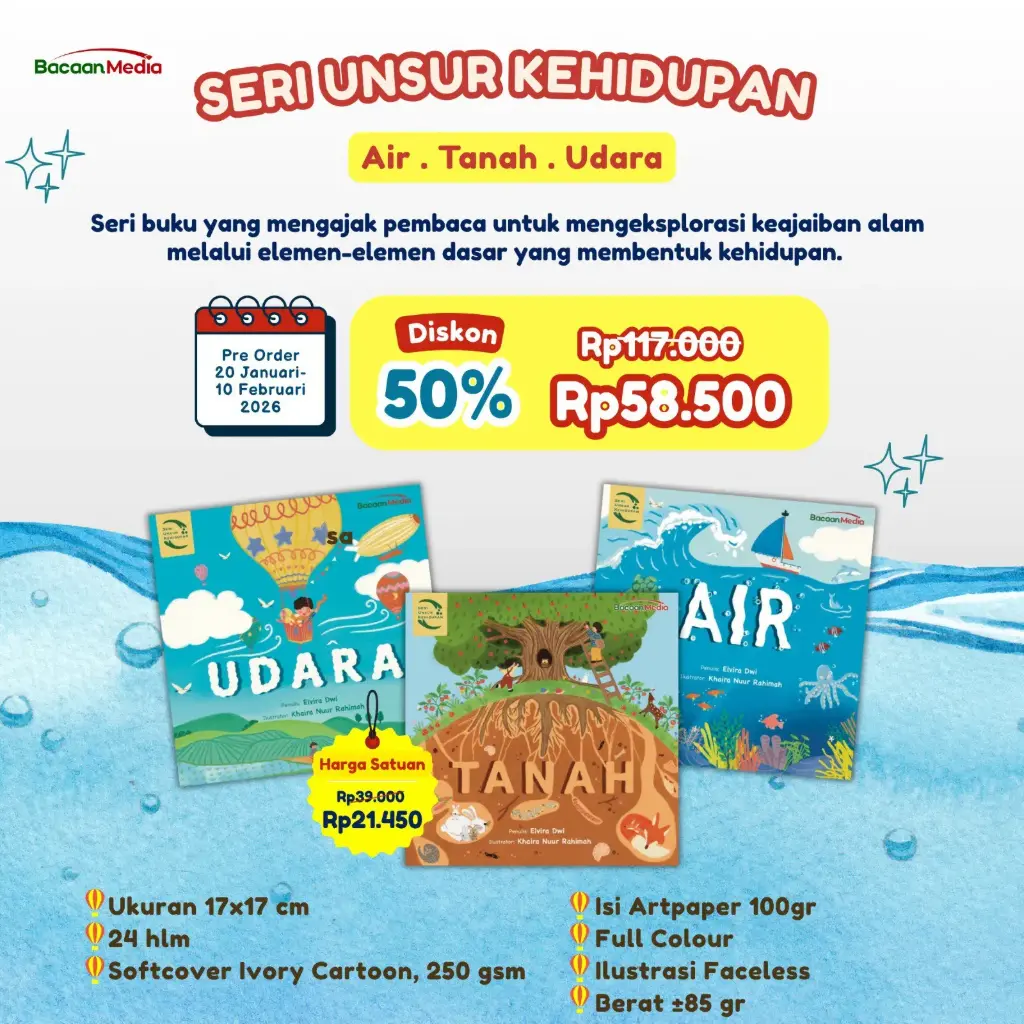 Seri Unsur Kehidupan 3 Buku (Tanah, Air, Udara) Bacaan Media