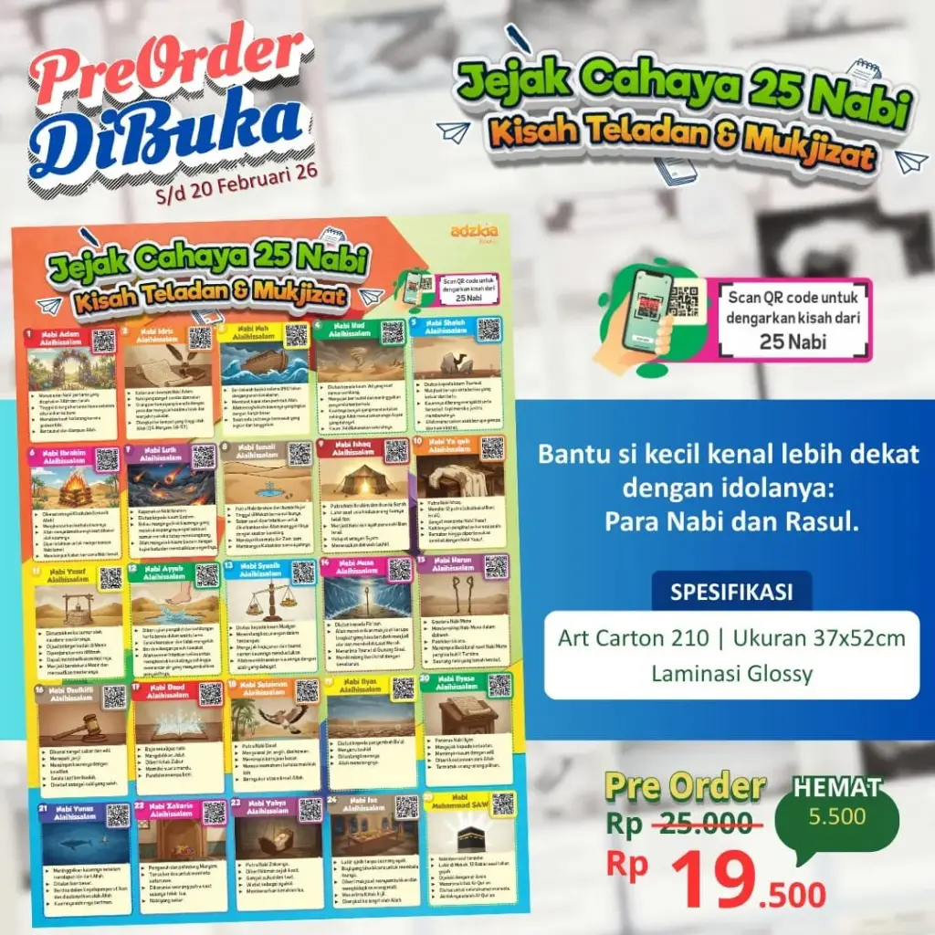 Poster Jejak Cahaya 25 Nabi, Adzkia Kids