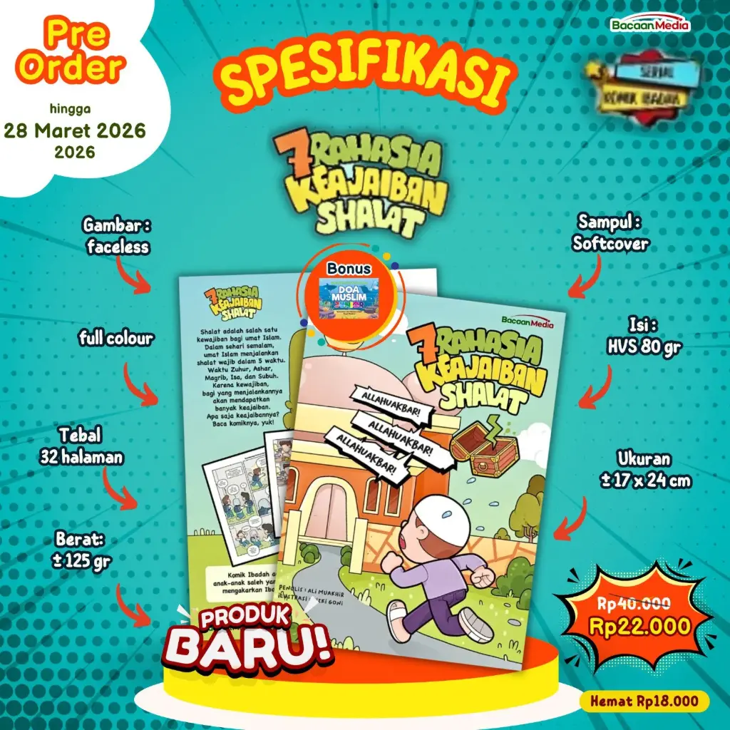 Komik 7 Rahasia Keajaiban Shalat + Bonus Doa Muslim Junior Batch 1, Bacaan Media