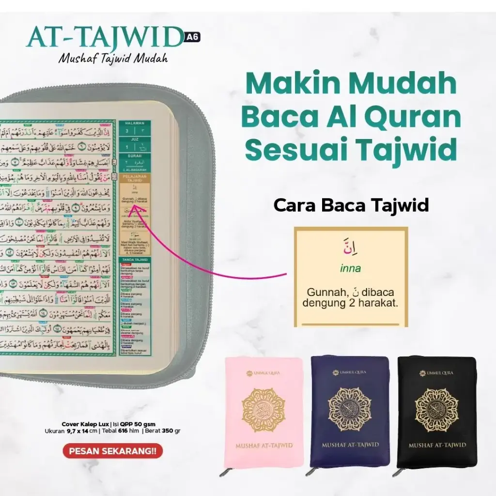 Mushaf At-Tajwid Resleting A6 (Hitam), Ummul Qura