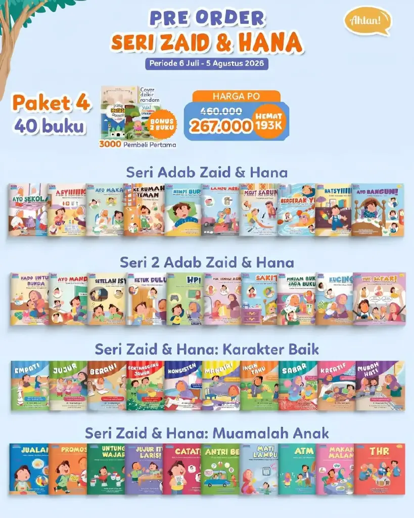 {Pre Order} Paket 4 Seri Zaid & Hana (4 Seri) (Bonus Thayyibah + Dzikir Anak), Ahlan
