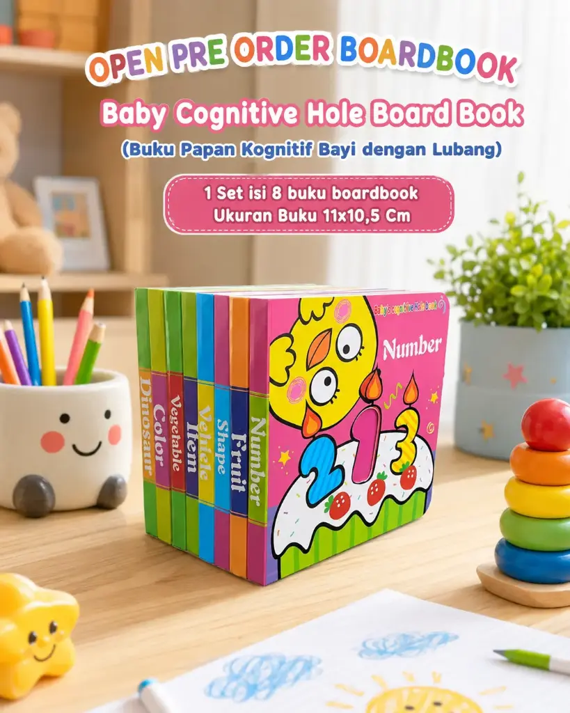 Baby Cognitive Hole Boardbook (1 set isi 8)