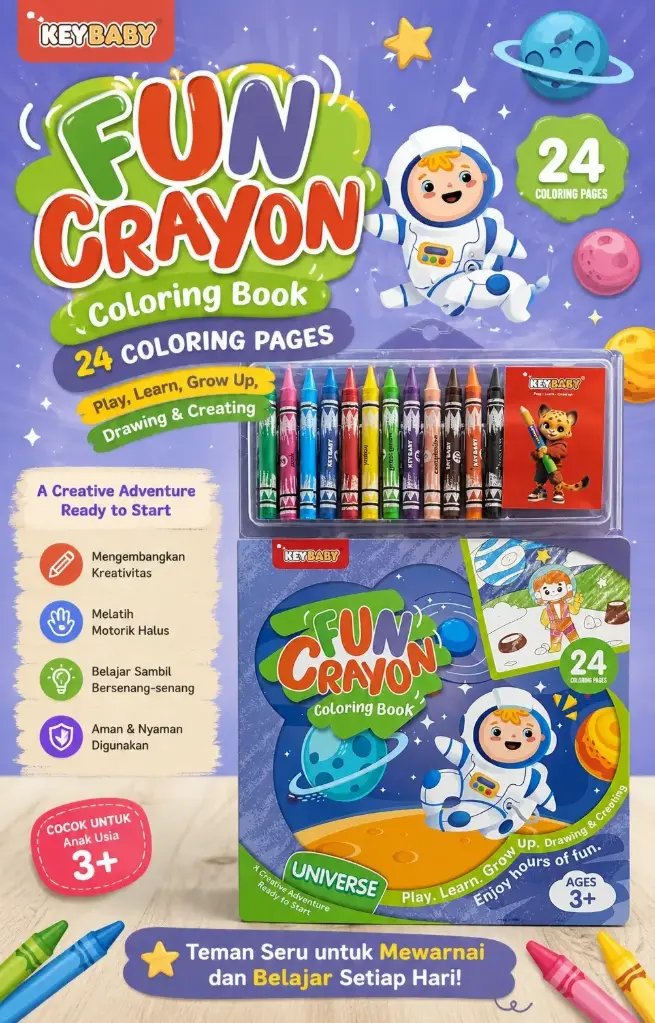 Fun Crayon Coloring Book 3+ : Universe