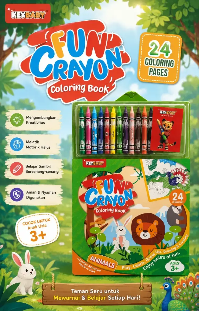 Fun Crayon Coloring Book 3+ : Animals