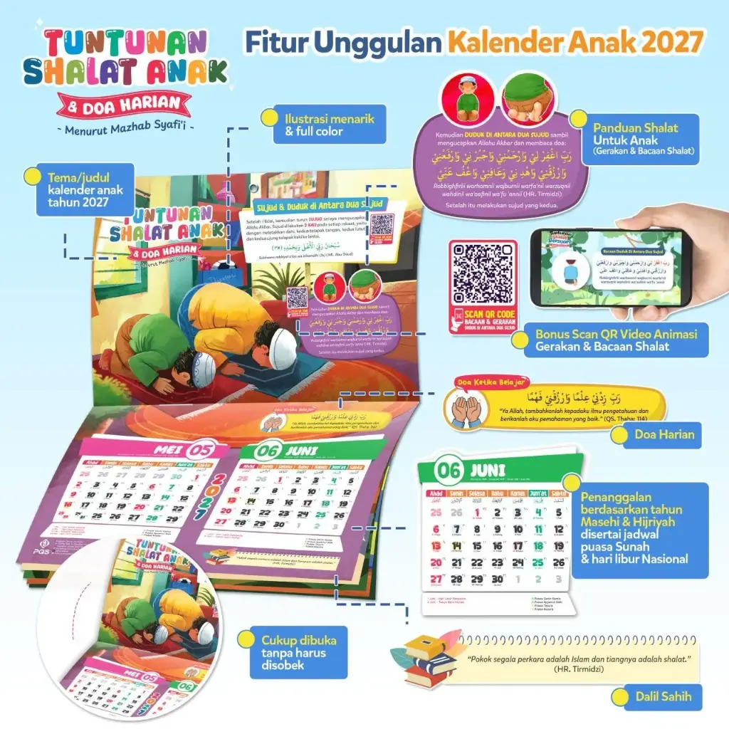 Kalender Tuntunan Shalat Anak & Doa Harian, PQS
