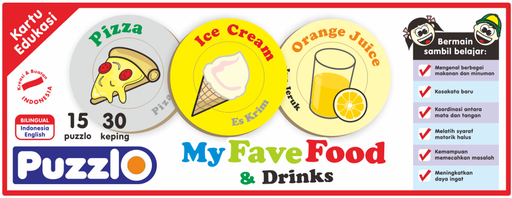 Kartu Edukasi : Puzzlo My fave Food & Drinks