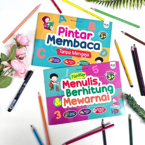 Pintar Membaca Tanpa Mengeja + Fun Play Menulis, Berhitung & Mewarnai (Set), PQS