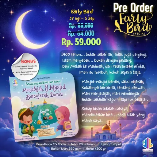 {EB} Petualangan Bumi & Awan – Menjelajah 8 Masjid Bersejarah Dunia (Boardbook), Maalik Kids