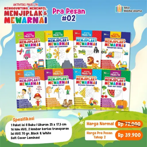 Buku PAUD/TK Menggunting, Menempel, Menjiplak, dan Mewarnai, Arafah