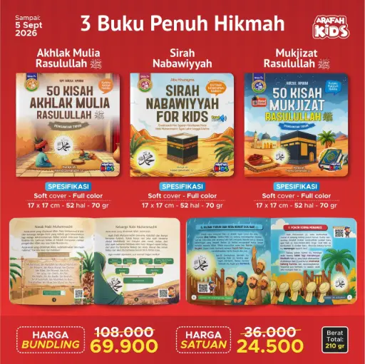 Bundling 3 Buku (Sirah Nabawiyyah + 50 Kisah Akhlak + 50 Kisah Mukjizat) Arafah