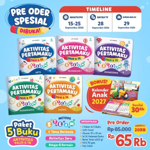 Paket Aktivitas Pertamaku PAUD & TK + BONUS Kalender Anak 2027, PQS